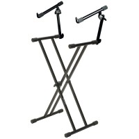 Quik Lok T/22 Double-brace "X" keyboard stand with tilt and angle adjustable second tier Quik Lok T/22 Double-brace "X" keyboard stand with tilt and angle adjustable second tier