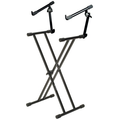 Quik Lok T/22 Double-brace "X" keyboard stand with tilt and angle adjustable second tier