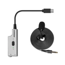 Samson LMU1 Broadcast Lavalier USB Microphone, Type C to USB-A Adapter, Headphone Out